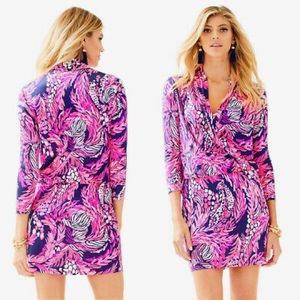 Lilly Pulitzer Felizia Faux Wrap Silk Dress In A Jungle in Here Size Small